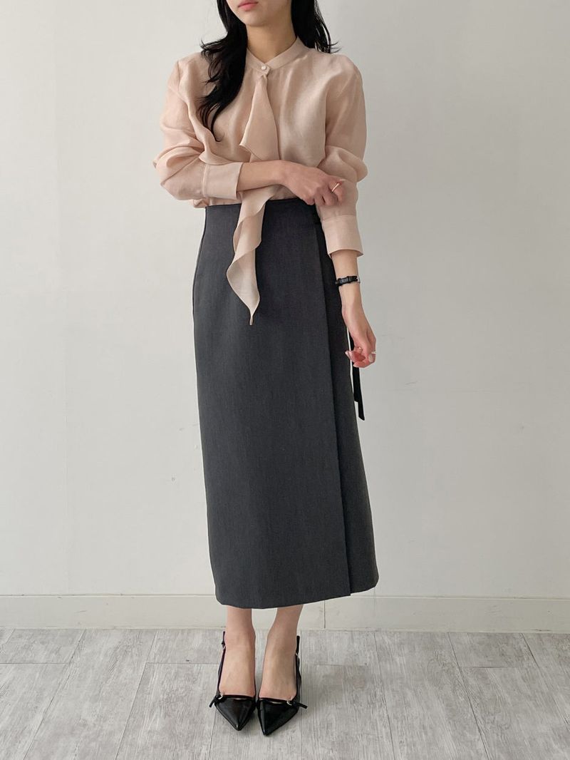 INCHANT ME(インチャントミー)の「Two-buckle wrap H-line long skirt(Skirts)」