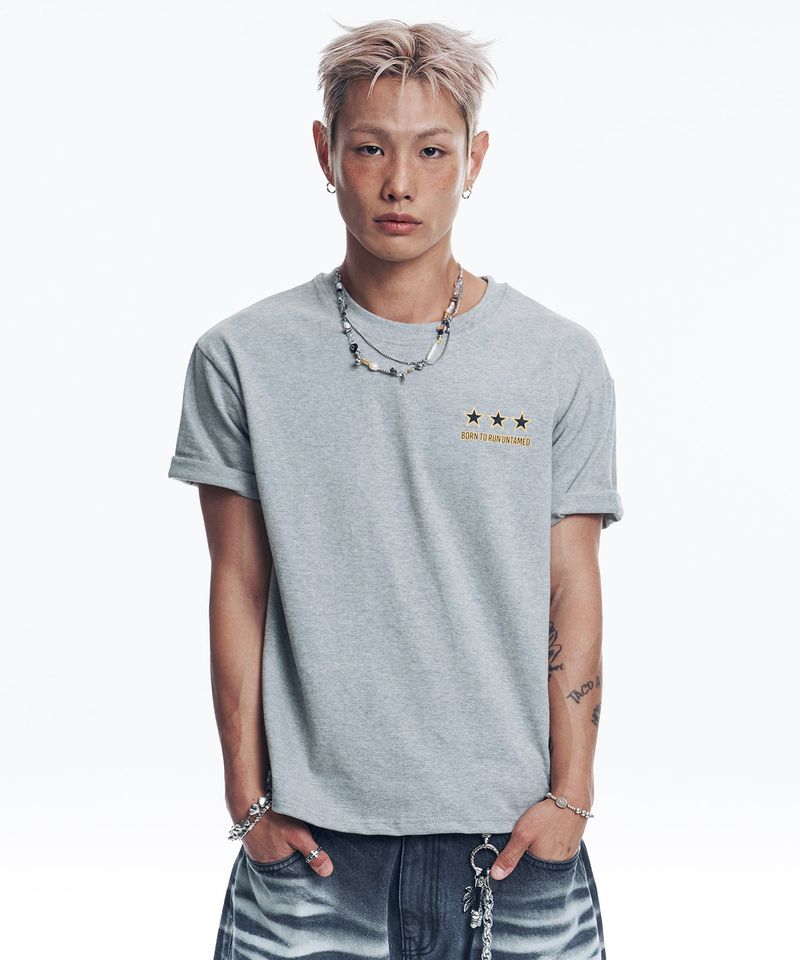 Star lettering cropped T-shirt - Gray