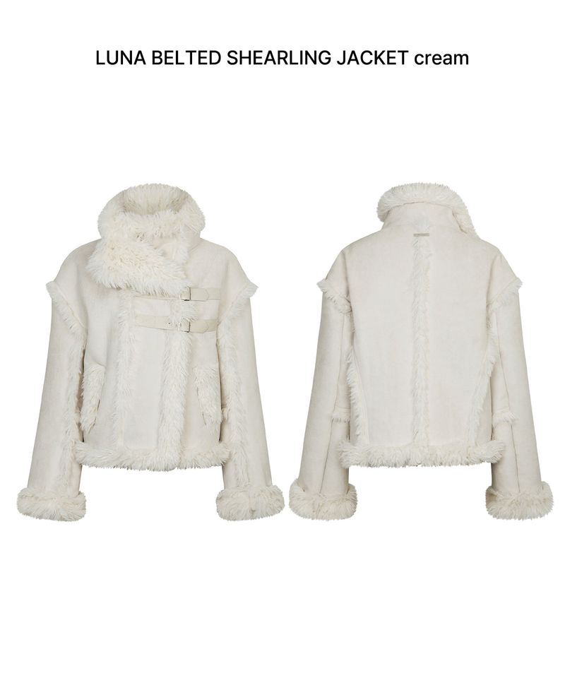 LUNA BELTED SHEARLING JACKET cream