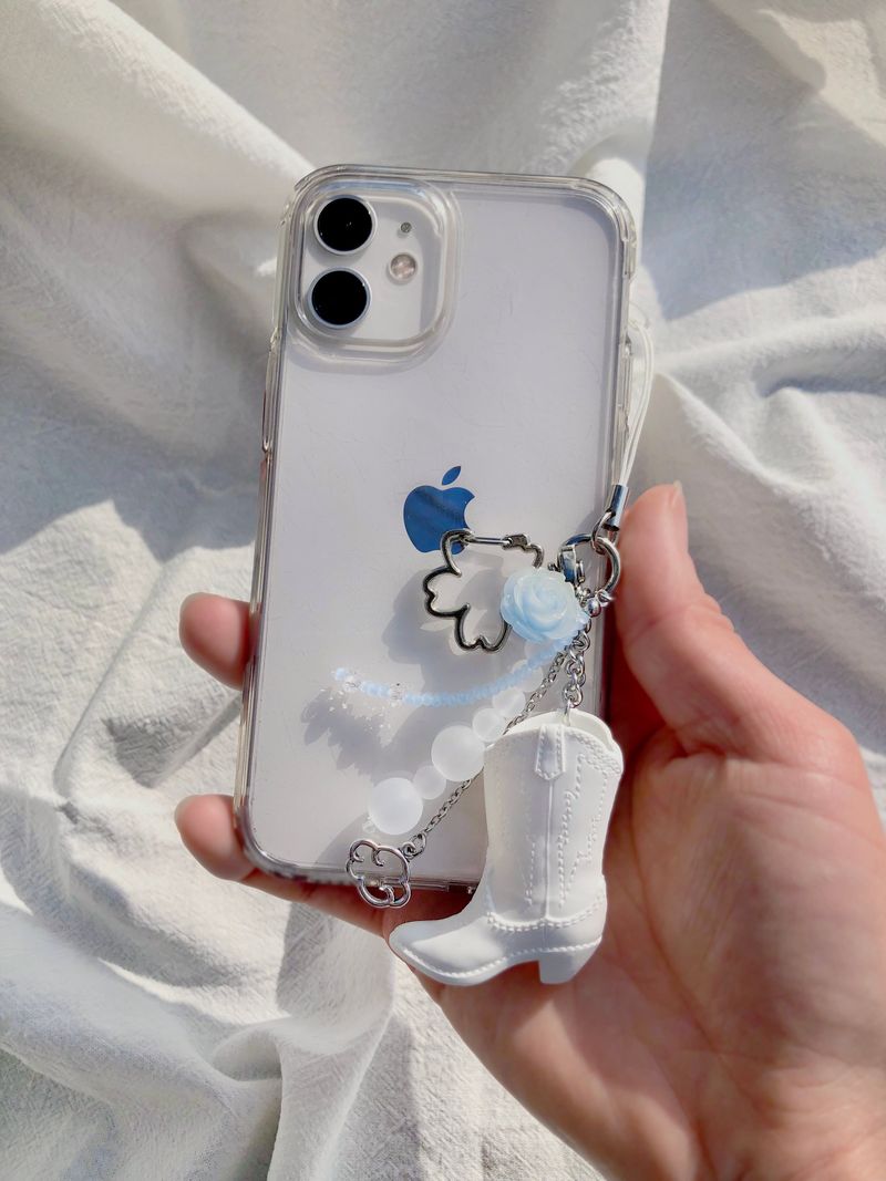 Cloudy White Boots Pendant Keyring Charm