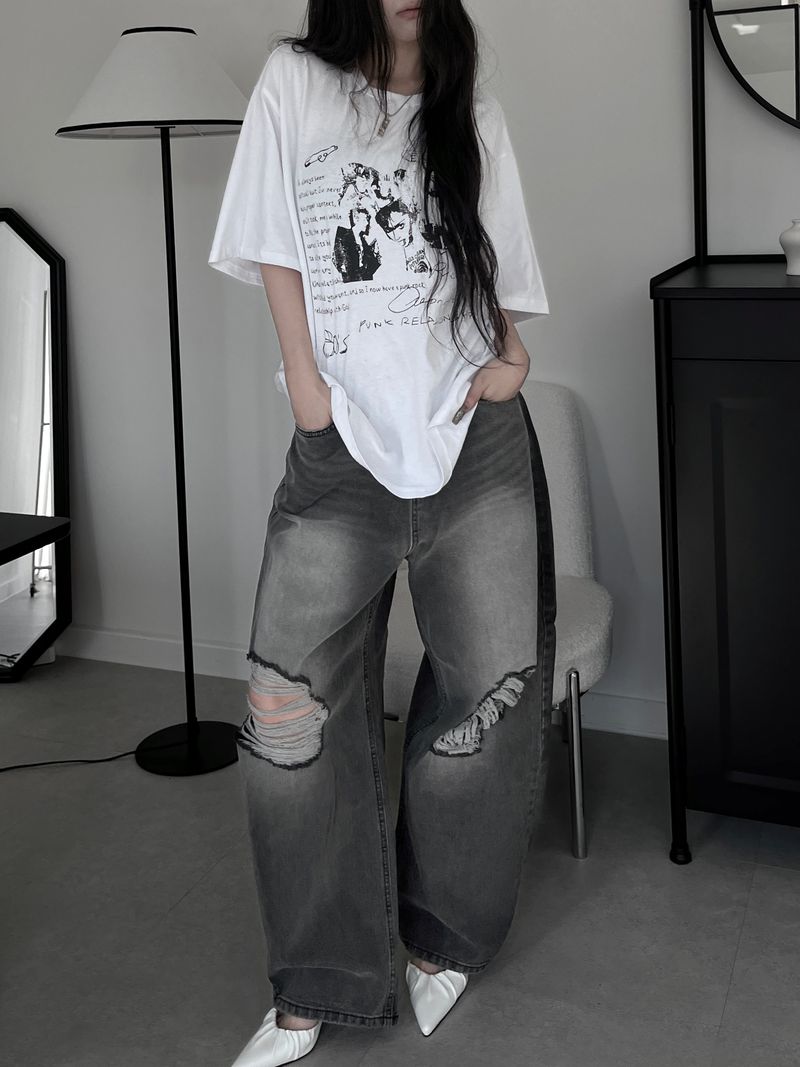 gray damaged balloon denim