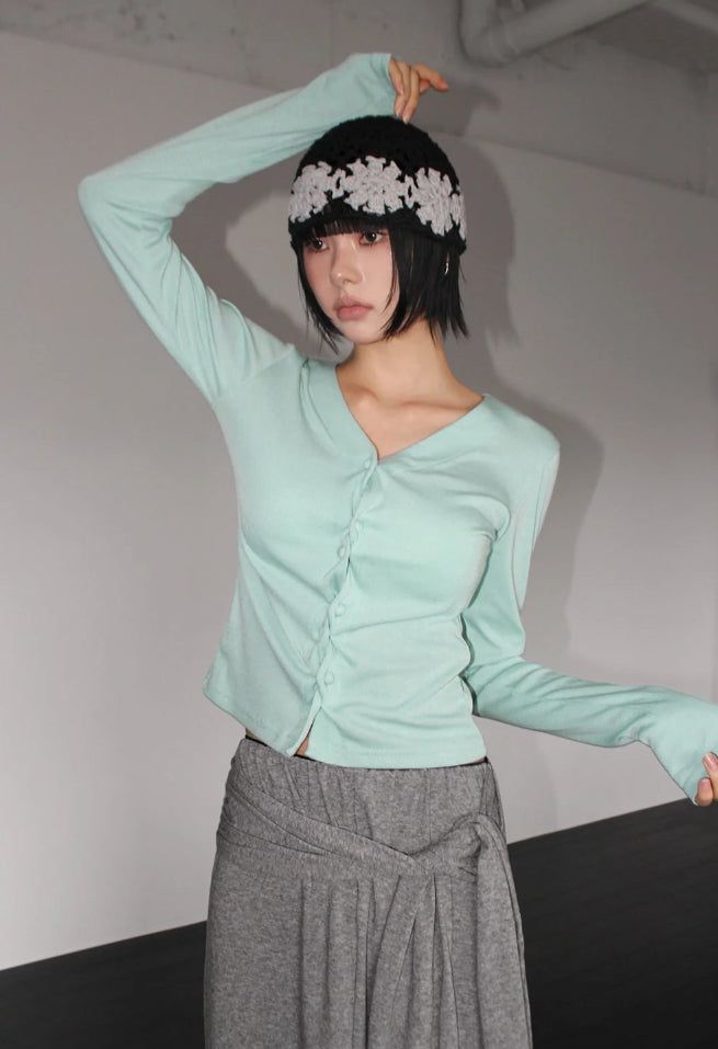 TWIST BUTTON CARDIGAN