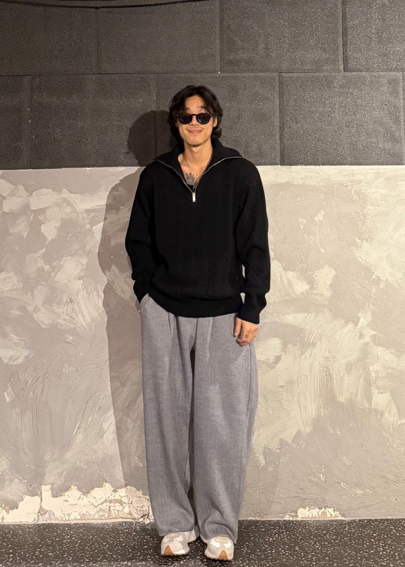 High-Neck Cable Half-Zip Up Knit 6COLOR