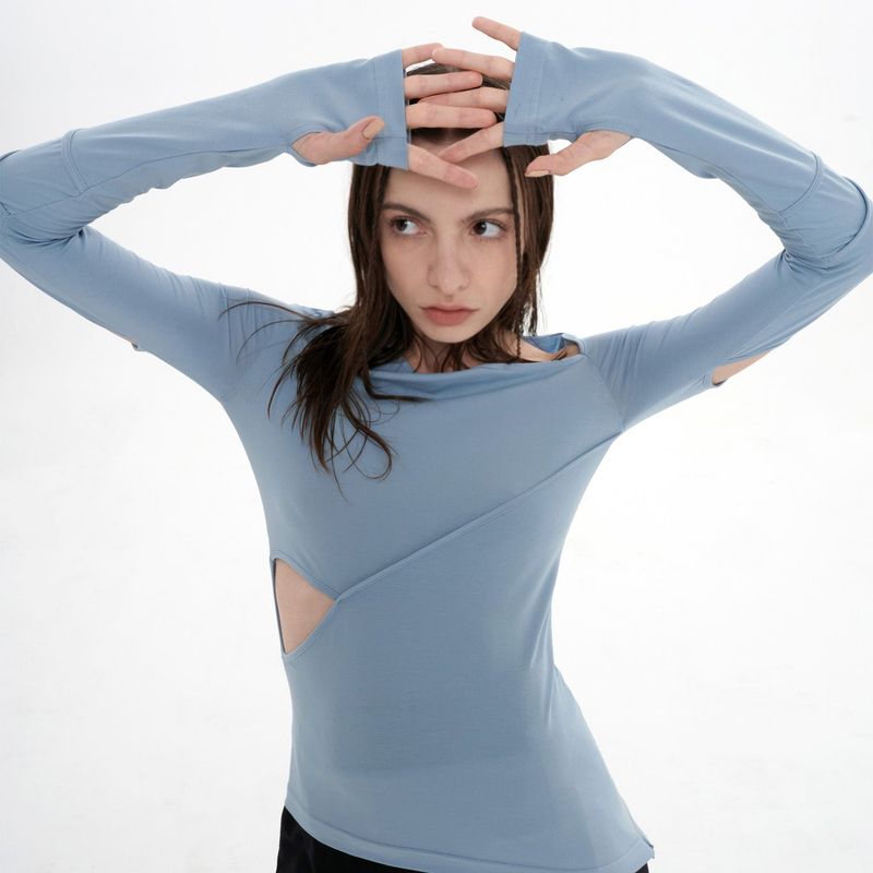 CUTOUT ZIPPER TOP(SKY BLUE)