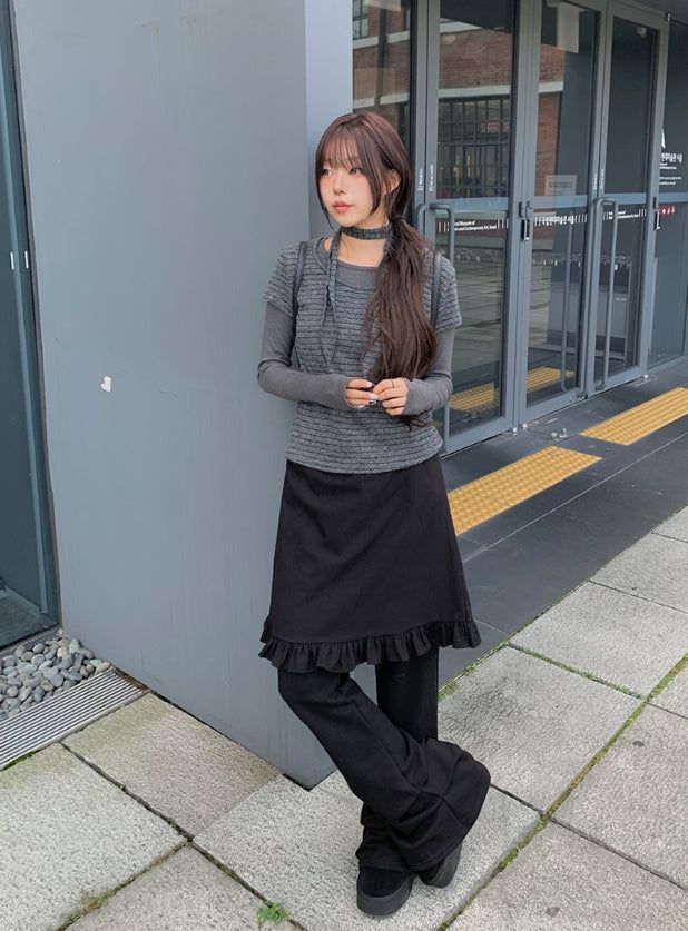 Leon Frill Midi Banding Skirt