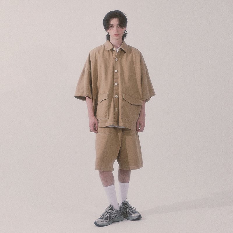 bio jacquard pocket shirts_beige