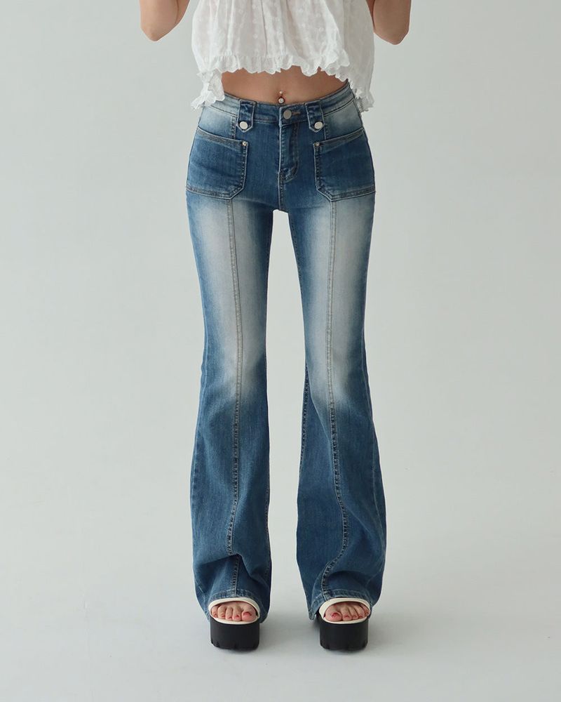 Qwz Pocket Washing Bootcut Jeans