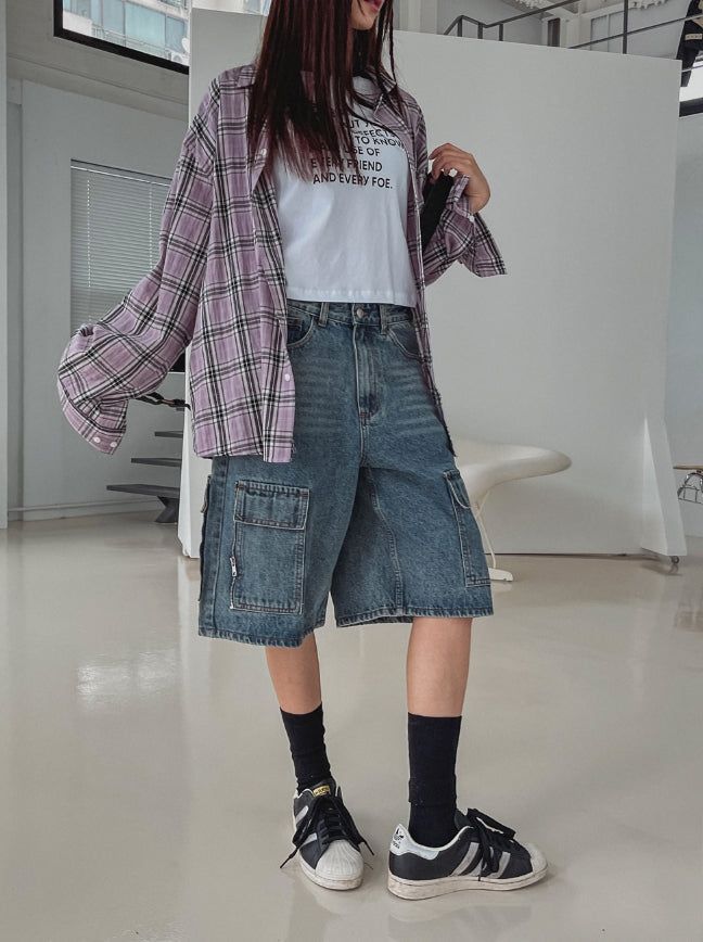 Zipper Two Way Cargo Bermuda Pants
