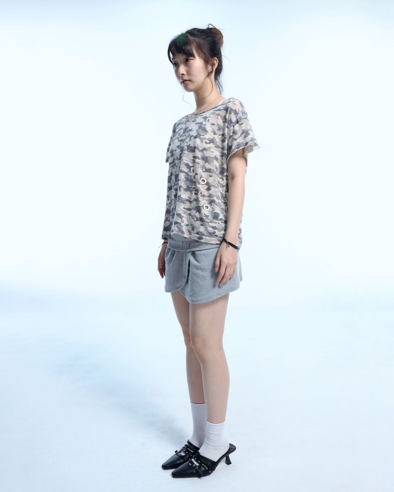 Camo Slash Eyelet Tee