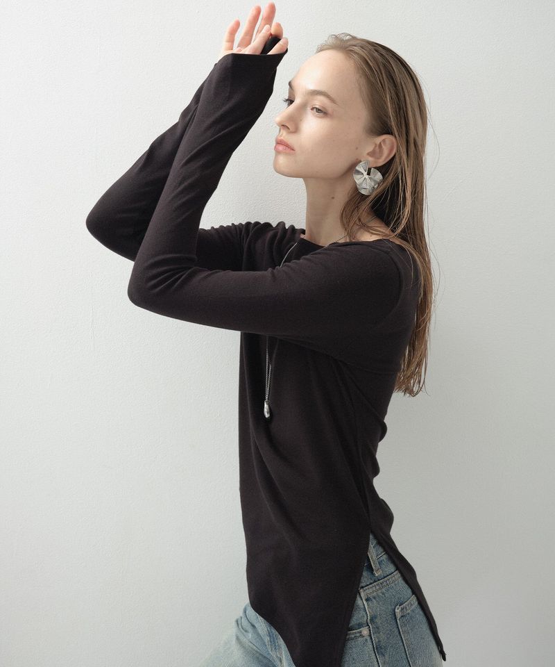 Cut-off Tencel T-shirt_Black