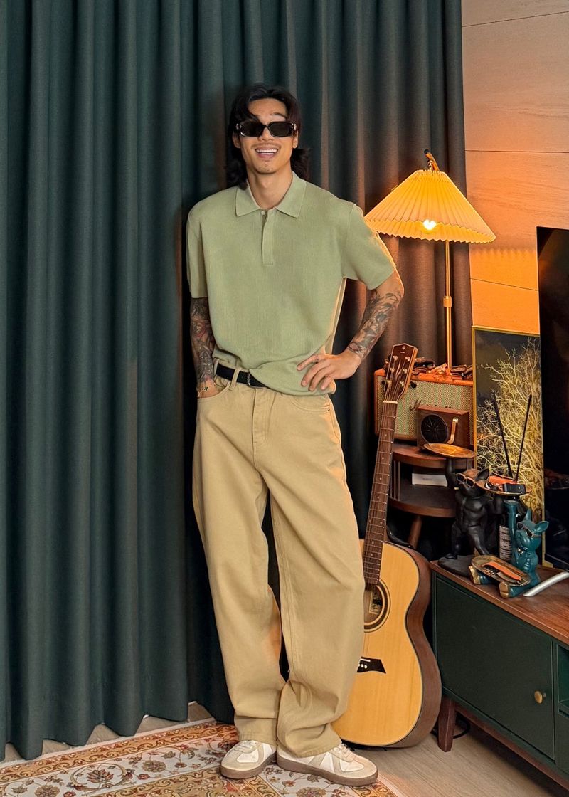 Semi-wide cotton pants 5COLOR