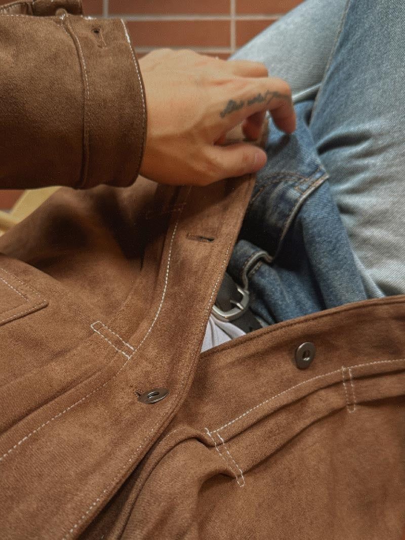 ASCLO Suede Crop Trucker Jacket (4color)