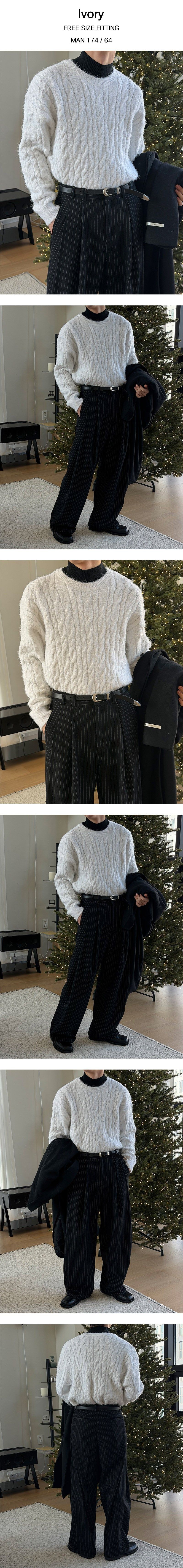 [Unisex] Angora cable knit(4color)