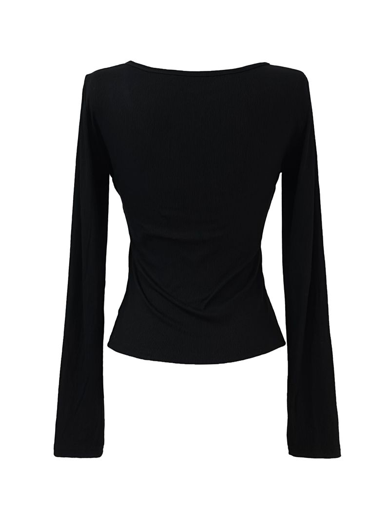stud wrap v-neck ribbed T