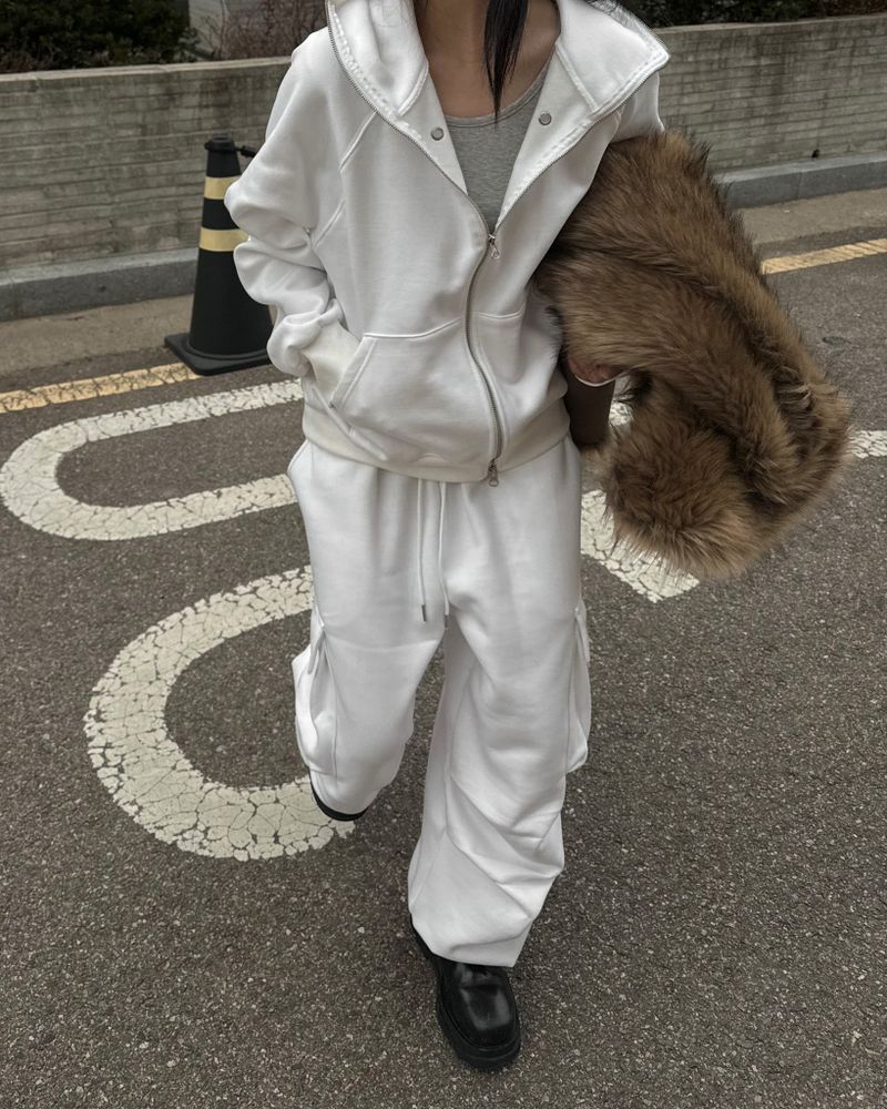 Eyelet full hoodie zip up