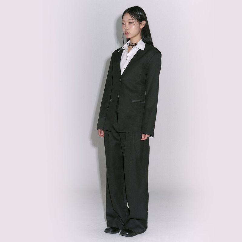 Wide-leg hook Trouser Black