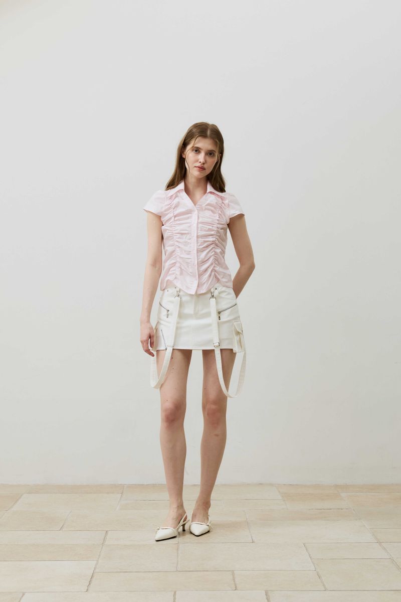SYLPH SHIRRING SHIRT / PINK