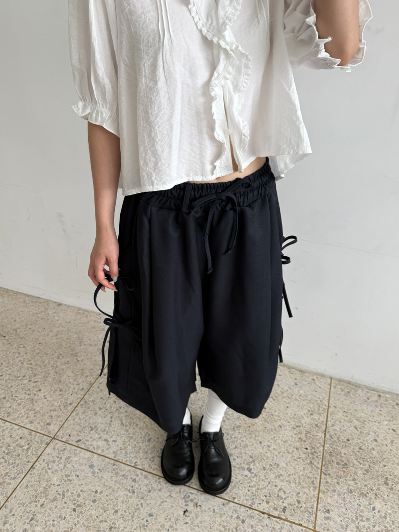 side ribbon wrap pants