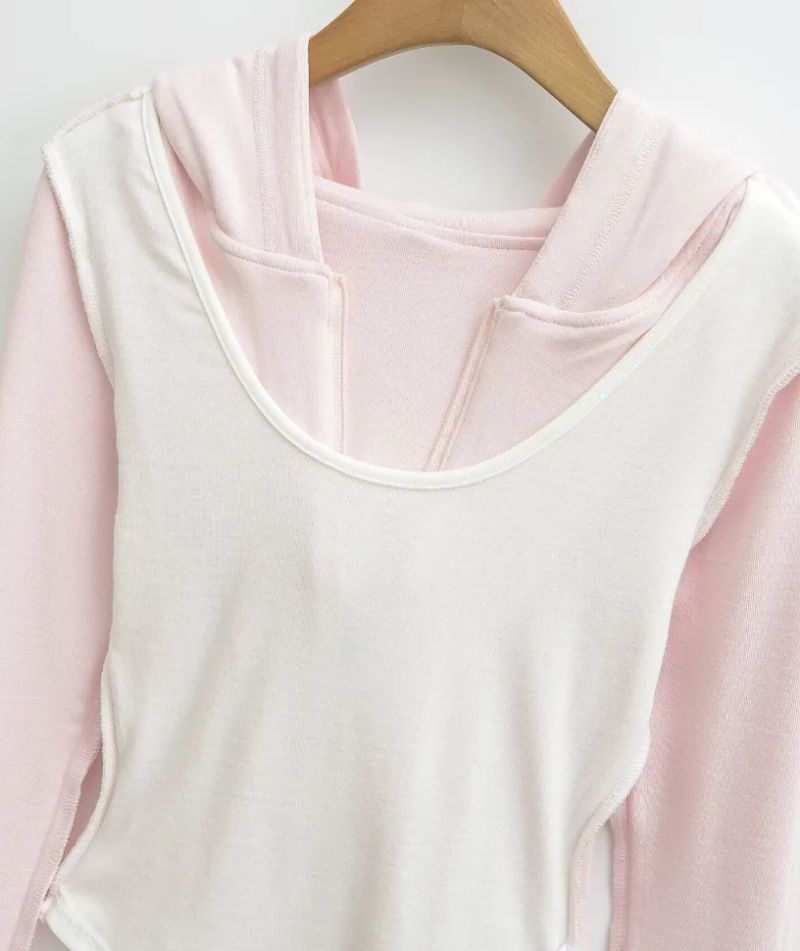 Martine Layered Half-Zip Hoodie Top