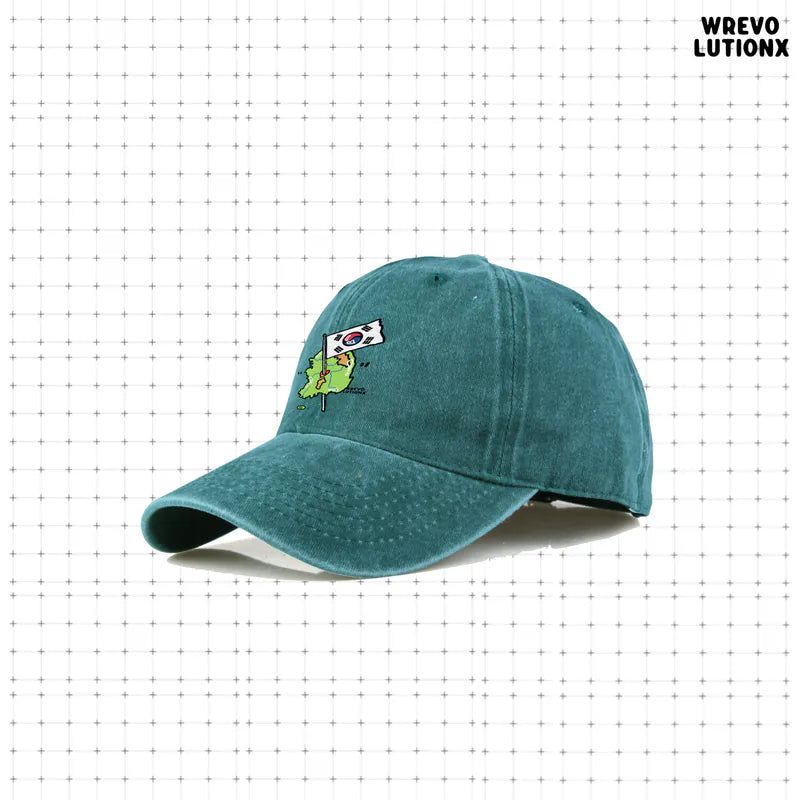 WREVOLUTIONX by WooLeeX（レボリューションエックス バイ ウーリーエックス）の「"K-Heart" Denim Washed Baseball Cap (Bottle Green)（Hats）」