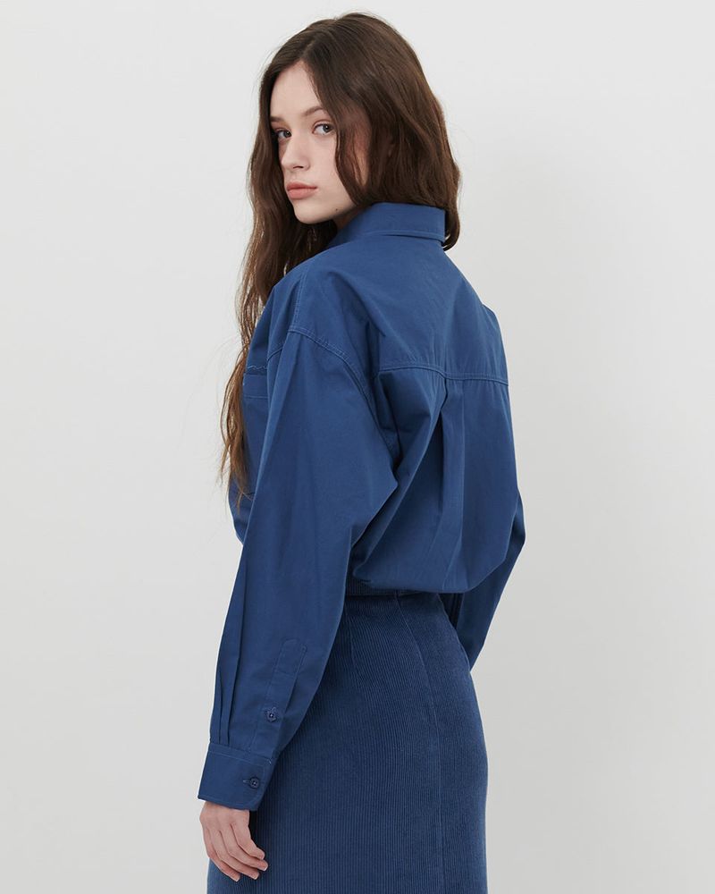 LOGO POPLIN SHIRT [NAVY]