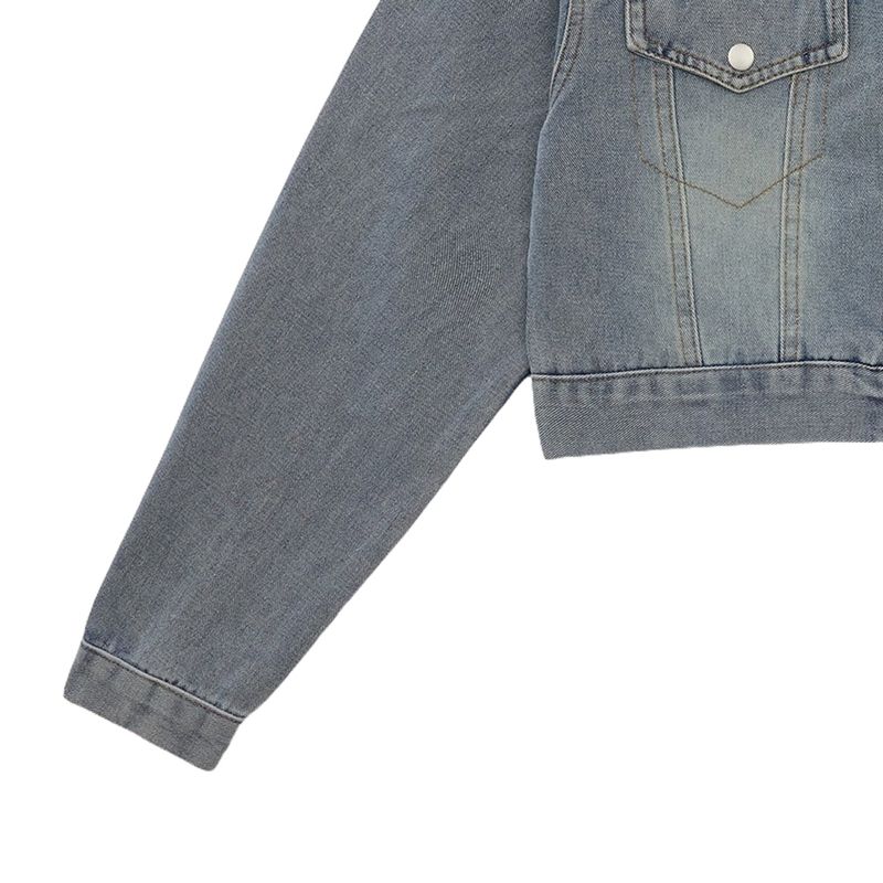 ENUE CROP BIKER DENIM JACKET
