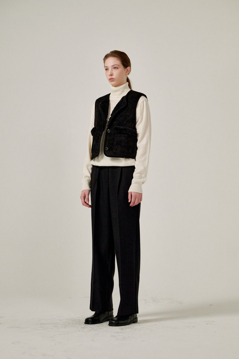 Semi wide pants (Black)