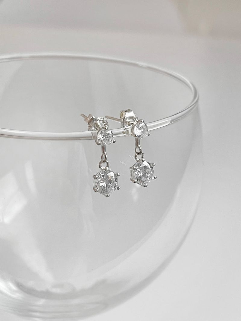 [silver 925] mini cubic earrings and necklace set