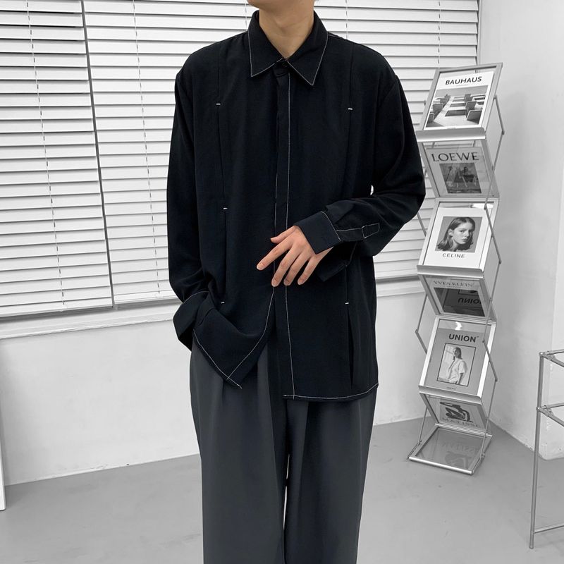 MN Stitch Pleated Shirt (2 colors)