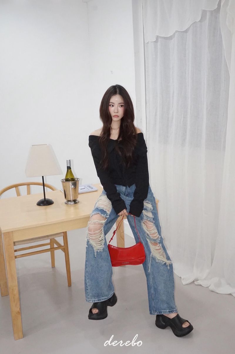 Vintage open wide denim pants
