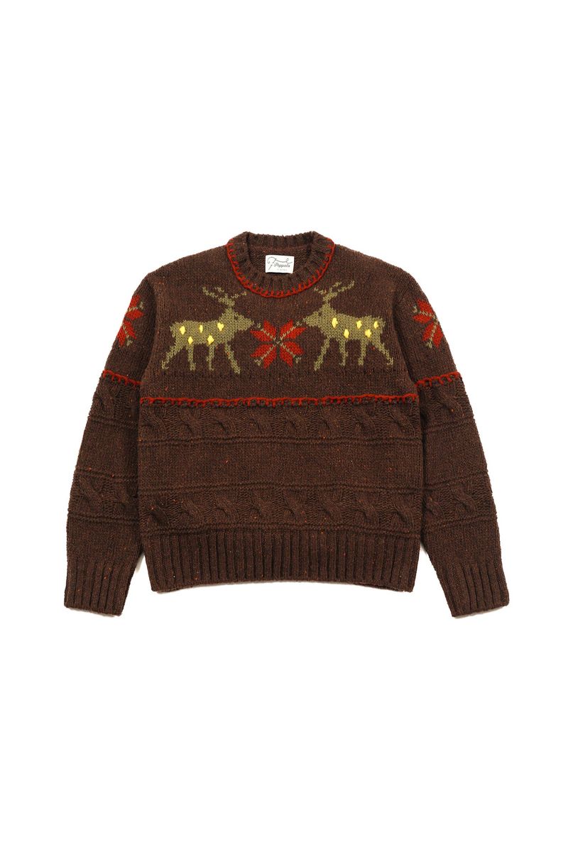 POPPALS（ポップパルズ）の「Deer Tweed Knit [Brown]（Tops）」