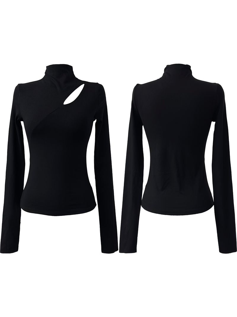 diagonal cut-out half neck T