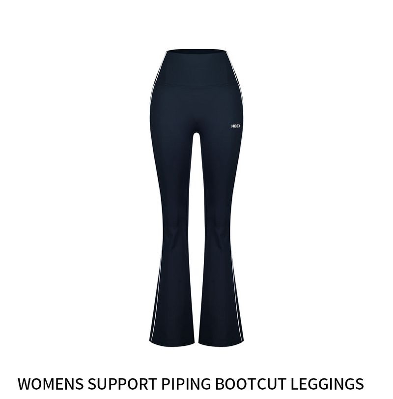 Womens Support Piping Bootcut Leggings Navy