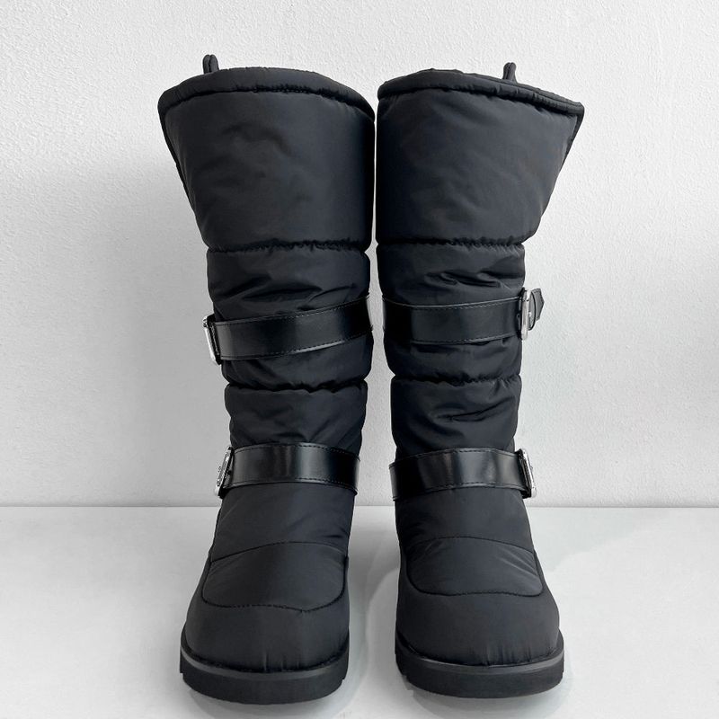 Padded fur belt long-boots (Black)