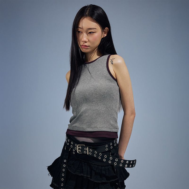 VETEZE（ベテゼ）の「Slim Fit Layered Sleeveless (Gray/P)（Tops）」