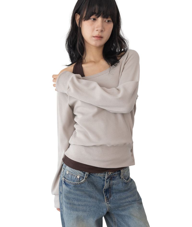 (Set) Wapi Layered Waffle Sweatshirt