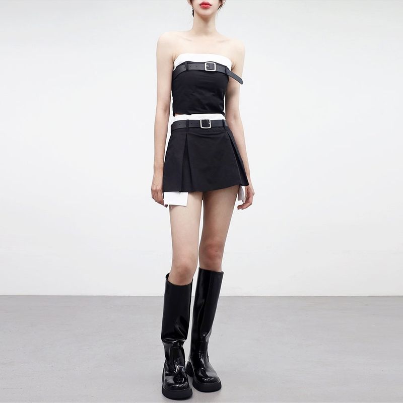 [NONCODE] Artify Coloring Tube Top + Pleated Skirt (Belt Set)