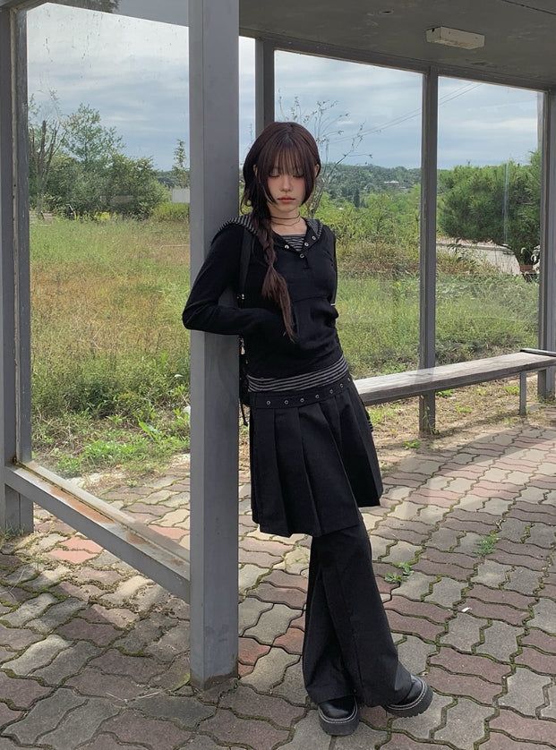 anyonemore（エニーワンモアー）の「Inkku Midi Pleated Eyelet Skirt Pants（Pants）」
