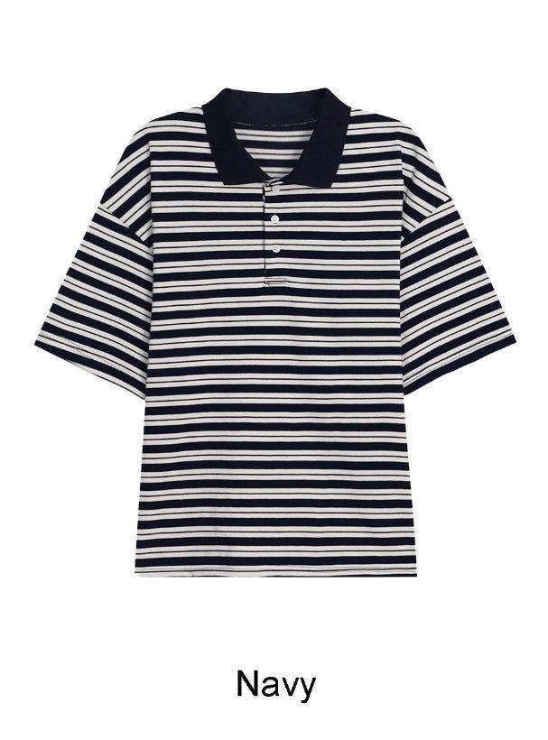 Terran Stripe Crop Collar Tee