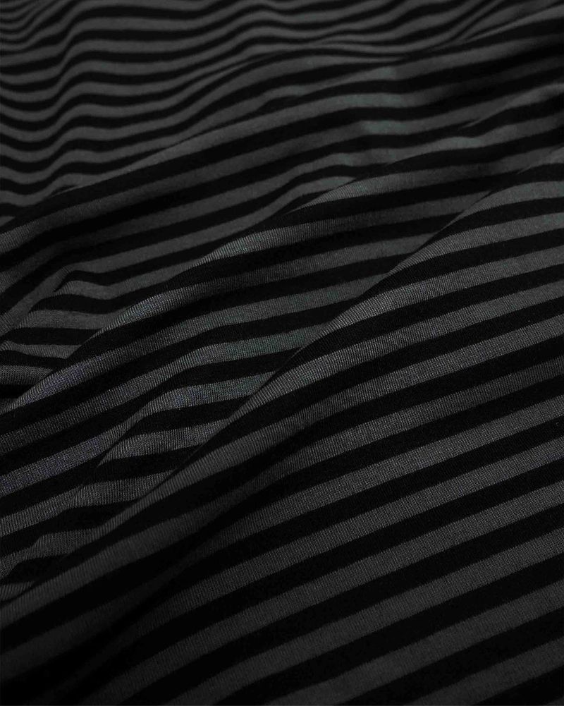 Henry Neck Long Sleeve Stripe Black