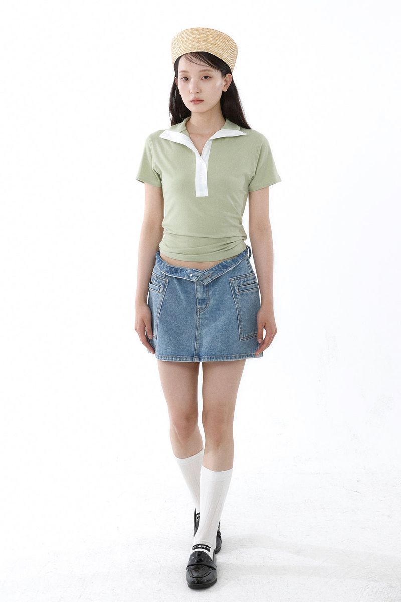 SOFT TENCEL HIGH-NECK TOP_SMOKE GREEN
