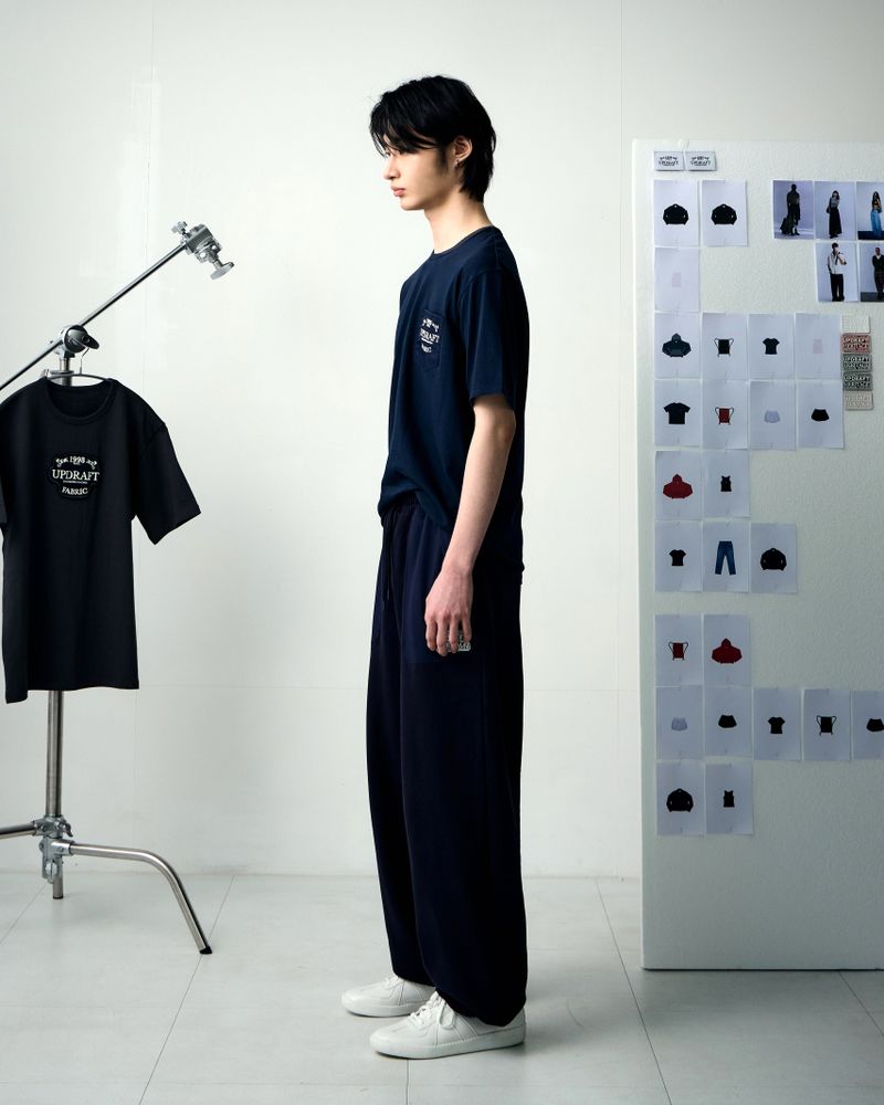 [UPDRAFT]PATCH POCKET COTTON SWEAT PANTS NAVY for men