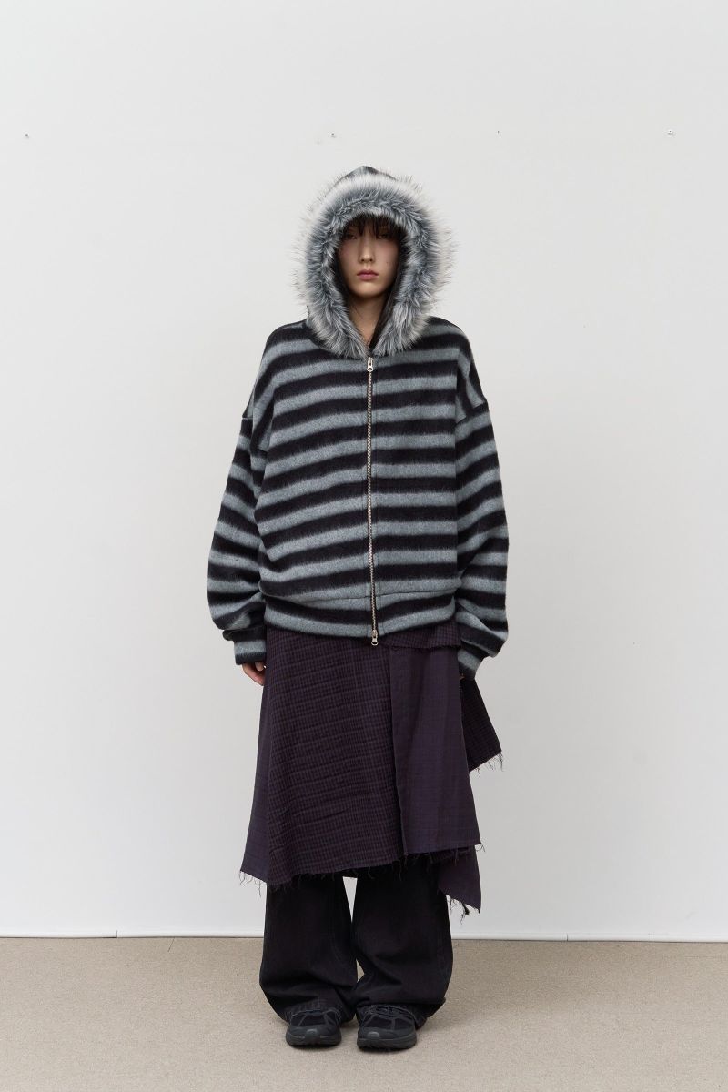 Fury Fur Striped Zip Hoodie