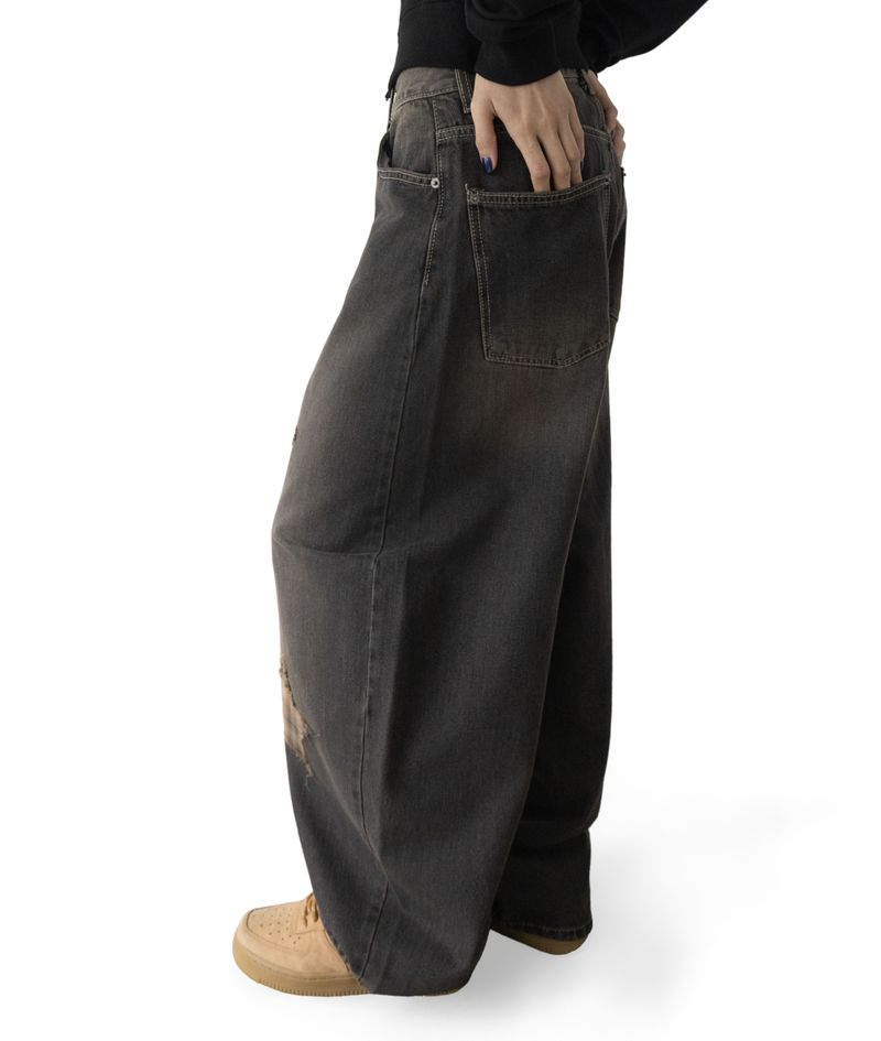 Sina Check Damage Curved Jeans