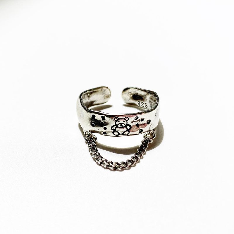 Silver Bear chain ring