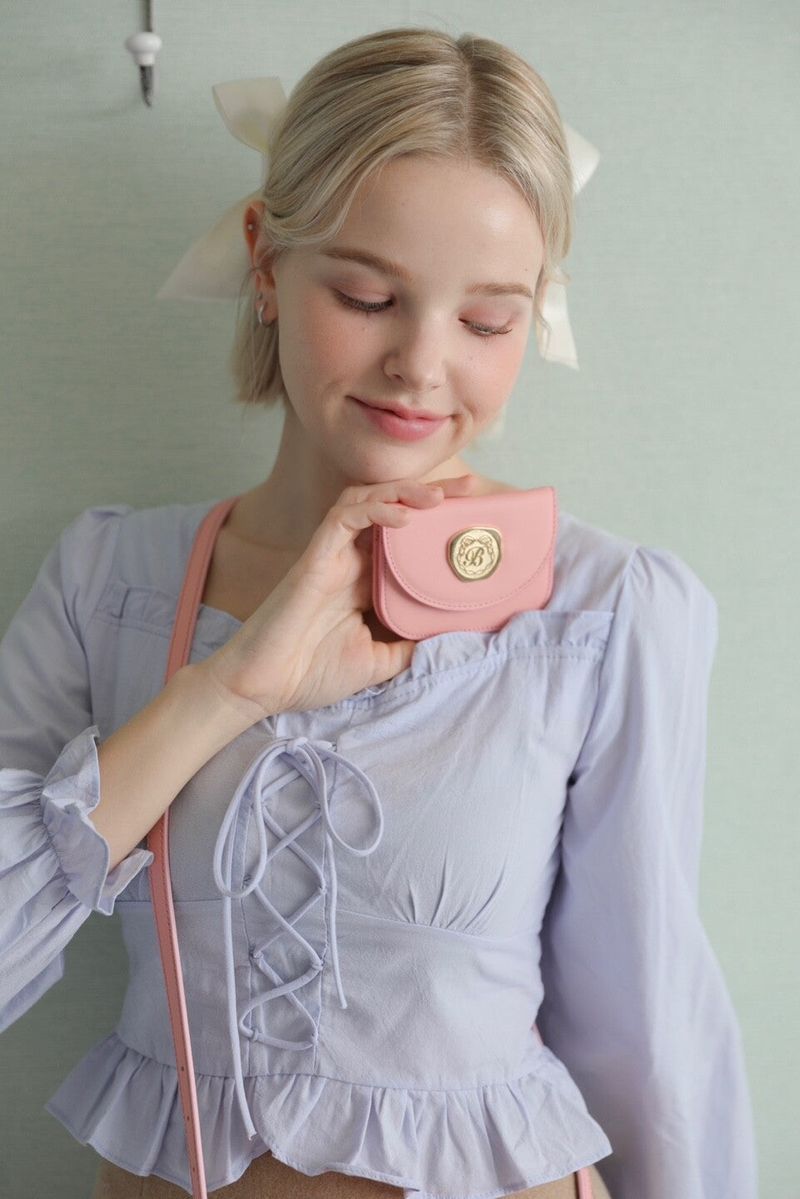 Golden Envelope Cow Leather Wallet ( Pink )