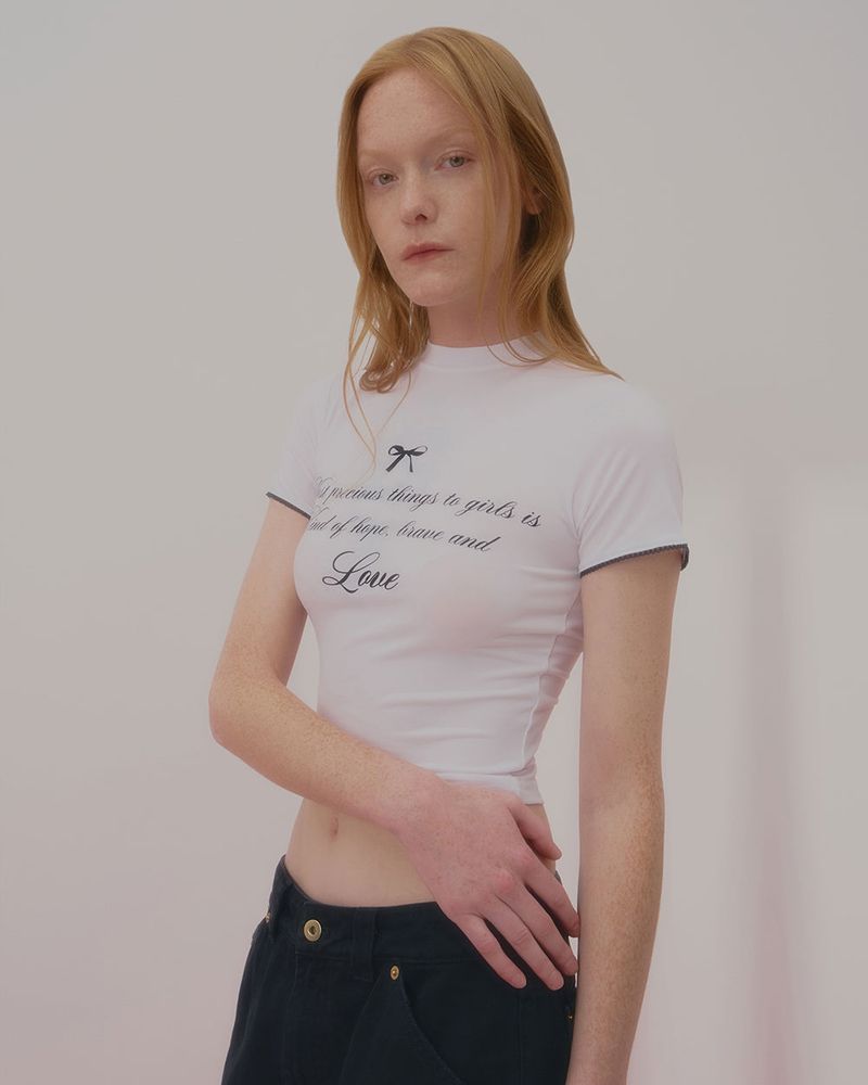 LOVE LACE CROP TSHIRT-WHITE