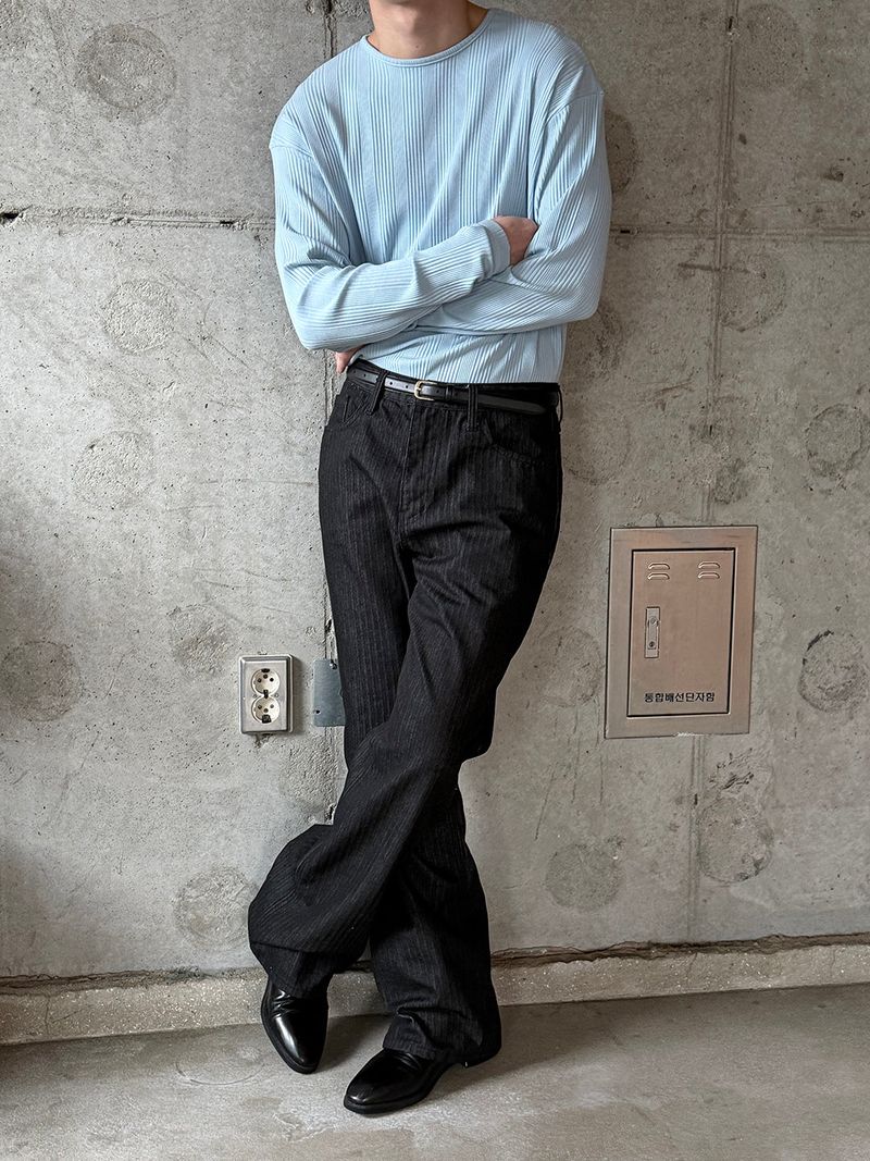 Irrregular rib slim long sleeves(5color)