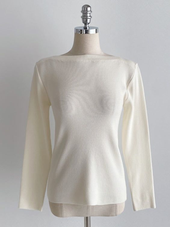 Demu Stripe Boat Neck Knit