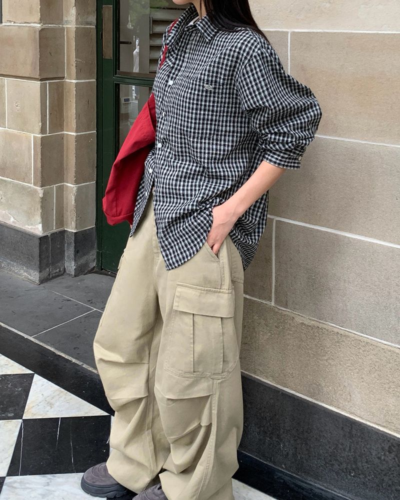 [ORIGINAL] Burnett Seersucker Check Oversized Shirt